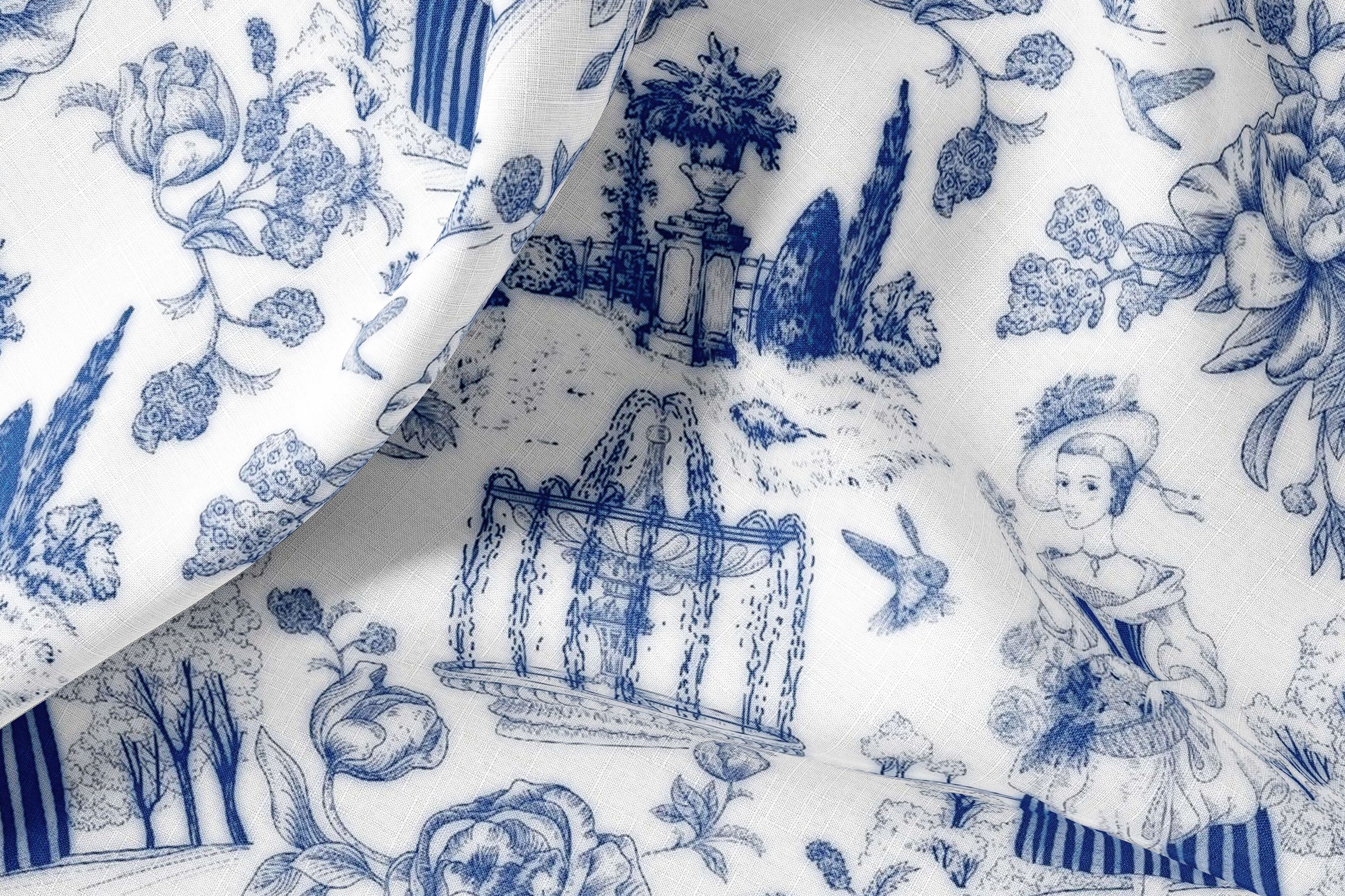 Buy wholesale Linen By The Yard or Meter, Vintage French Toile de Jouy  Print Linen Fabric For Bedding, Curtains, Dresses, Clothing, Table Cloth &  Pillow Covers