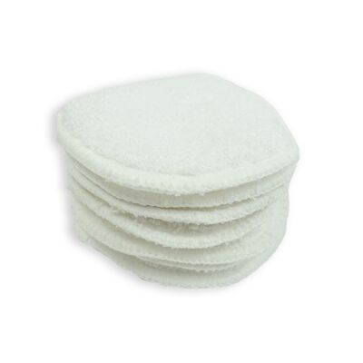 MuslinZ Paquete de 7 almohadillas de maquillaje de rizo de algodón de bambú de 8 cm - Blanco