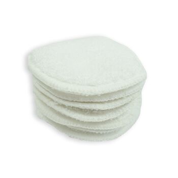 MuslinZ Lot de 7 tampons de maquillage en coton éponge bambou 8 cm - Blanc 1