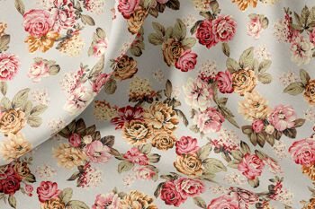 Tissu en lin au mètre ou au mètre, tissu en lin imprimé de roses antiques vintage pour la literie, les rideaux, les robes, les vêtements, les nappes et les taies d'oreiller 1
