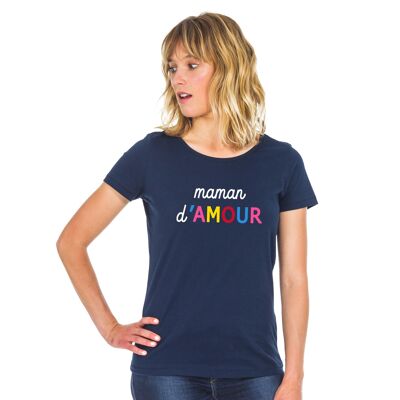 Tshirt navy maman d'amour colorée waf