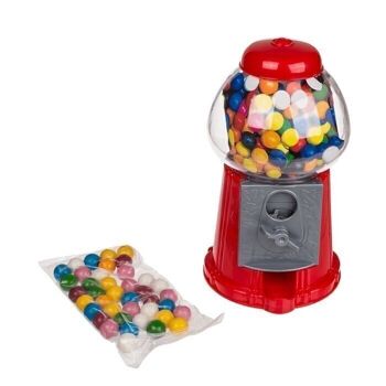 Distributeur de chewing-gum rouge avec environ 90 g de chewing-gum, 3