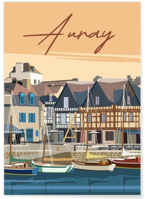 Affiche illustration de la ville d'Auray