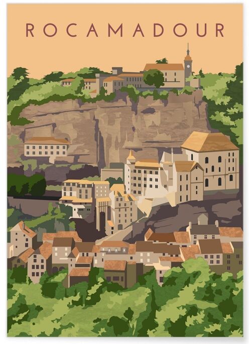 Affiche illustration de la ville de Rocamadour