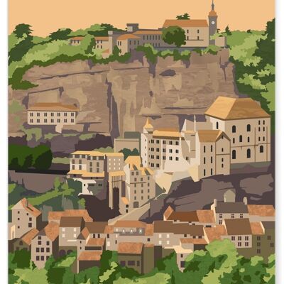 Affiche illustration de la ville de Rocamadour