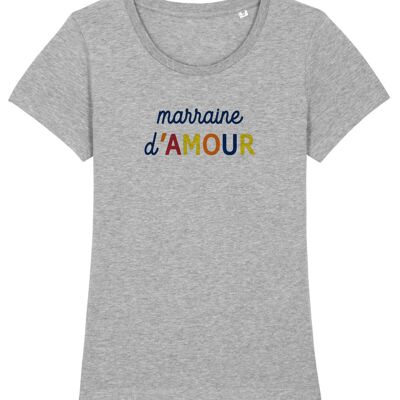 Tshirt gris chiné marraine d'amour colorée waf