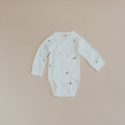 100% Organic Cotton Wrap Over Long Sleeve Bodysuit - Sandstone