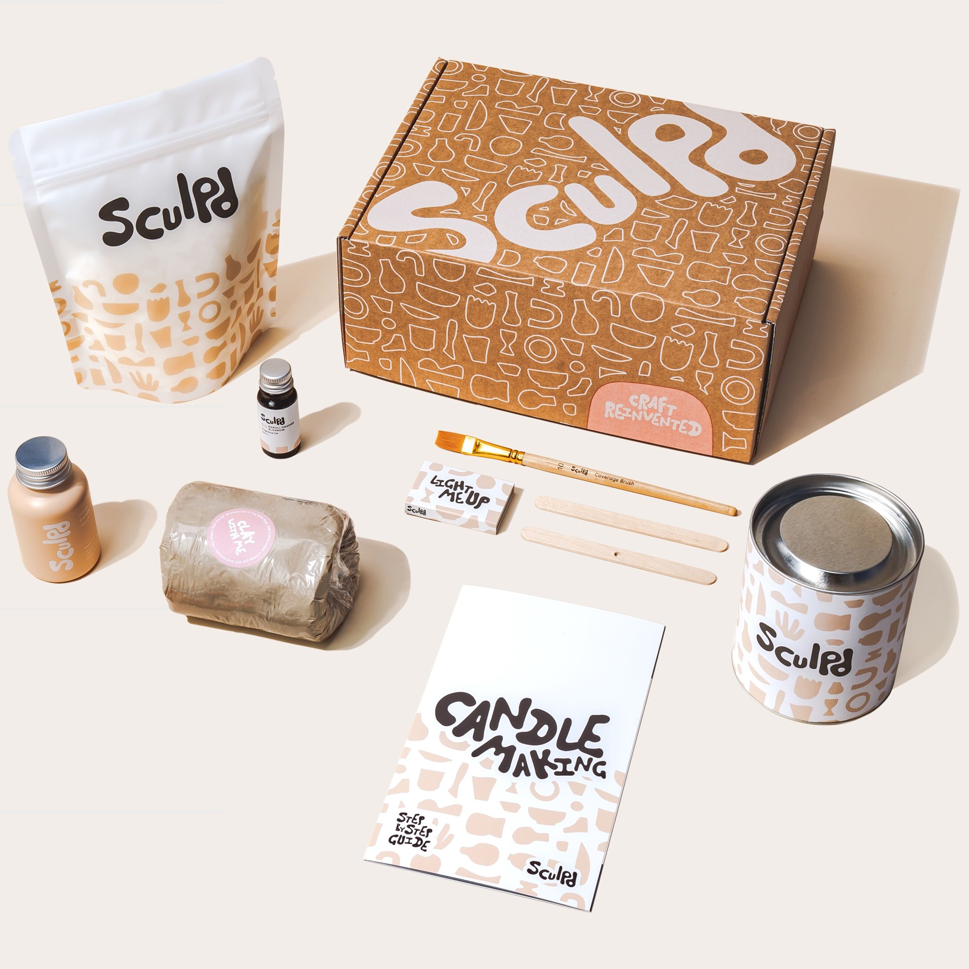 sculpd candle making pottery kit for two with air dry clay