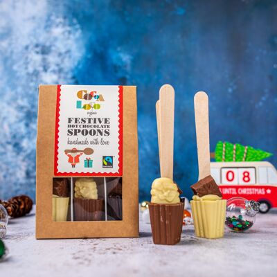 Festive Hot Chocolate Spoon Set - 6 x 115g