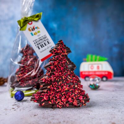Dunkler Schokoladen- und Himbeer-Weihnachtsbaum - 6 x 150 g