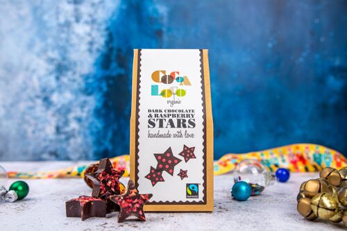 Dark Chocolate and Raspberry Stars - 6 x 100g