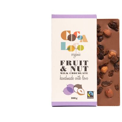 Barre Chocolat au Lait Fruits & Noix - 12 x 100g