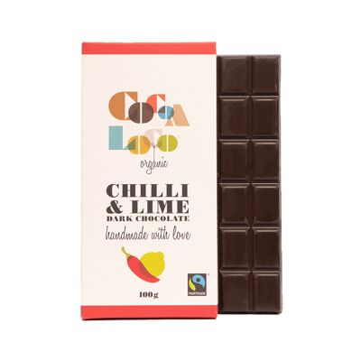 Barretta di cioccolato fondente, peperoncino e lime - 12 x 100 g