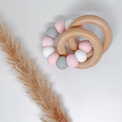 Teether Light Grey/Powder Pink/Marble Pink/White