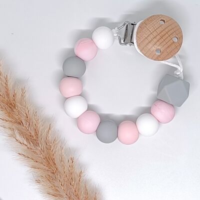 Pacifier Clip Light Grey/White/Powder Pink/Marble Pink