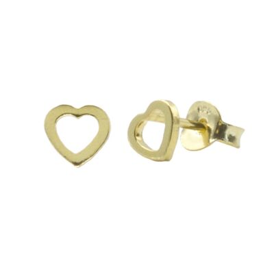 Ear studs Cuore 925 silver gold plated