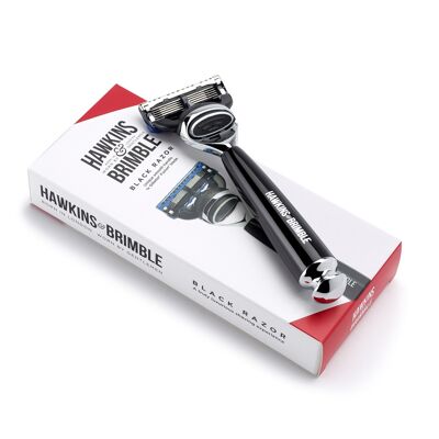 Maquinilla de afeitar negra Hawkins & Brimble con cuchilla Gillette ProGlide Fusion