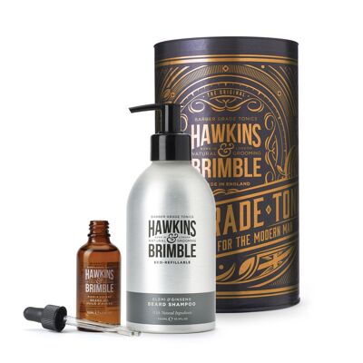 Hawkins & Brimble Beard Set de regalo de 2 piezas (champú para barba, aceite para barba)
