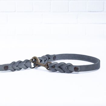Laisse en cuir pour chien "ELLA" faite à la main à partir de cuir graissé gris, différentes longueurs, largeurs et raccords peuvent être combinés 20