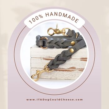 Laisse en cuir pour chien "ELLA" faite à la main à partir de cuir graissé gris, différentes longueurs, largeurs et raccords peuvent être combinés 6