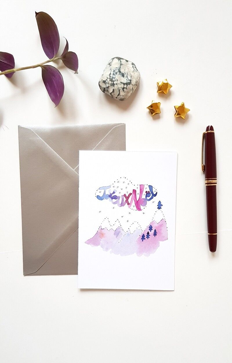 Frohe Weihnachten poetische Winterlandschaft Grußkarte