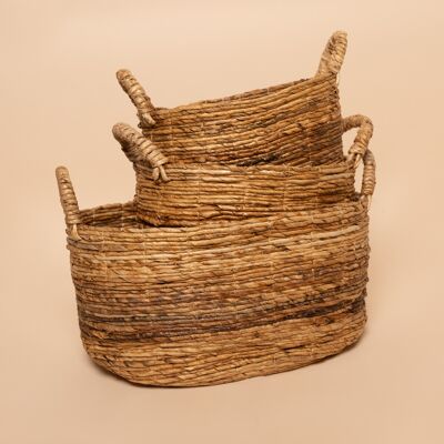 Natural Basket Ovale Banana set of 3