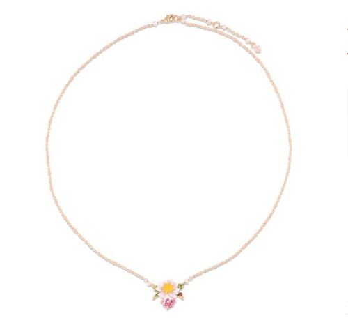 Handcrafted Necklace with Enamel Flower Choker Stone