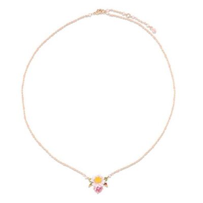 Collier artisanal avec pierre tour de cou fleur émaillée