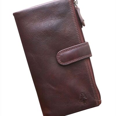 Elsa portefeuille avec compartiment pour téléphone portable portefeuille femme cuir homme protection RFID - marron