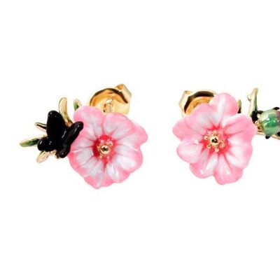 Boucles d'Oreilles Asymétriques Papillon Plaqué Émail