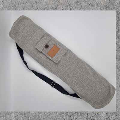 Bolsa de esterilla de yoga de lino y algodón respetuosa con el medio ambiente, bolsa de yoga hecha a mano, bolsa de yoga respetuosa con el medio ambiente, bolsa de esterilla de yoga Reino Unido, cremallera doble (solo bolsa) color gris claro