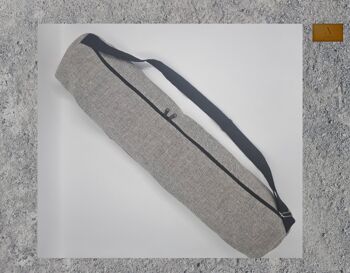 Sac de tapis de yoga en coton et lin écologique, sac de yoga fait à la main, sac de yoga écologique, sac de tapis de yoga UK, double fermeture éclair (sac uniquement) couleur gris clair 2