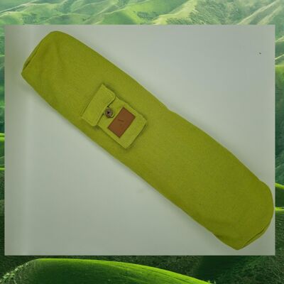 Borsa per tappetino da yoga in lino di cotone ecologico, borsa da yoga fatta a mano, borsa da yoga ecologica, borsa per tappetino da yoga nel Regno Unito, doppia cerniera (solo borsa) colore verde lime