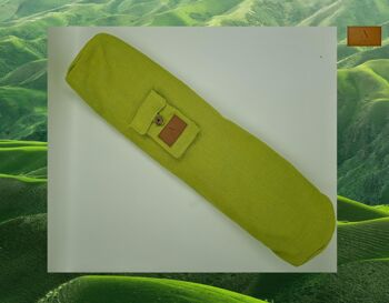 Sac de tapis de yoga en coton et lin écologique, sac de yoga fait à la main, sac de yoga écologique, sac de tapis de yoga UK, double fermeture éclair (sac uniquement) couleur vert citron 1