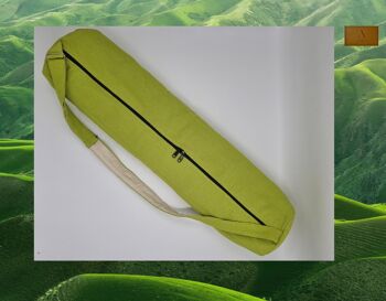 Sac de tapis de yoga en coton et lin écologique, sac de yoga fait à la main, sac de yoga écologique, sac de tapis de yoga UK, double fermeture éclair (sac uniquement) couleur vert citron 2