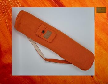 Sac de tapis de yoga en coton et lin écologique, sac de yoga fait à la main, sac de yoga écologique, sac de tapis de yoga UK, double fermeture éclair (sac uniquement) couleur orange 1