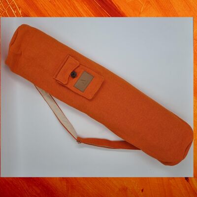 Borsa per tappetino da yoga in lino di cotone ecologico, borsa da yoga fatta a mano, borsa da yoga ecologica, borsa per tappetino da yoga nel Regno Unito, doppia cerniera (solo borsa) colore arancione