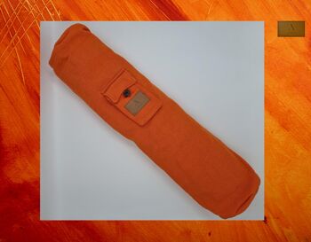 Sac de tapis de yoga en coton et lin écologique, sac de yoga fait à la main, sac de yoga écologique, sac de tapis de yoga UK, double fermeture éclair (sac uniquement) couleur orange 2