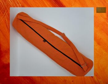 Sac de tapis de yoga en coton et lin écologique, sac de yoga fait à la main, sac de yoga écologique, sac de tapis de yoga UK, double fermeture éclair (sac uniquement) couleur orange 3
