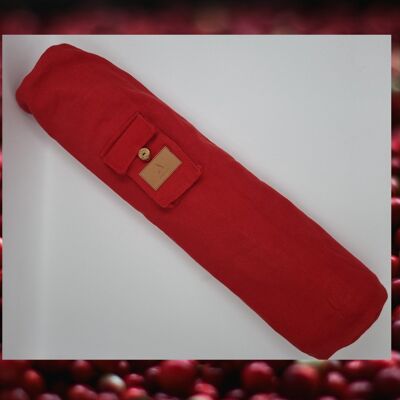 Sac de tapis de yoga en coton et lin écologique, sac de yoga fait à la main, sac de yoga écologique, sac de tapis de yoga UK, double fermeture éclair (sac uniquement) couleur rouge