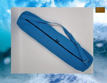 Sac de tapis de yoga en coton et lin écologique, sac de yoga fait à la main, sac de yoga écologique, sac de tapis de yoga UK, double fermeture éclair (sac uniquement) couleur bleu ciel 2