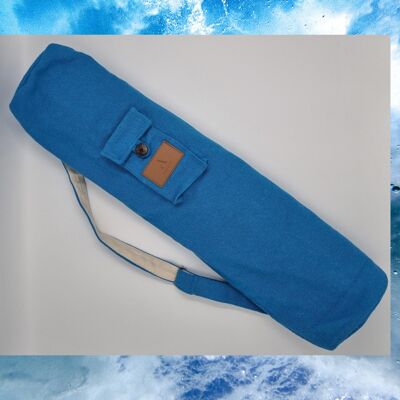Umweltfreundliche Baumwoll-Leinen-Yoga-Matten-Tasche, handgefertigte Yoga-Tasche, umweltfreundliche Yoga-Tasche, Yoga-Matten-Tasche UK, doppelter Reißverschluss (nur Tasche) himmelblaue Farbe