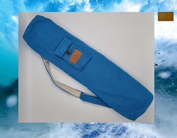 Sac de tapis de yoga en coton et lin écologique, sac de yoga fait à la main, sac de yoga écologique, sac de tapis de yoga UK, double fermeture éclair (sac uniquement) couleur bleu ciel 1