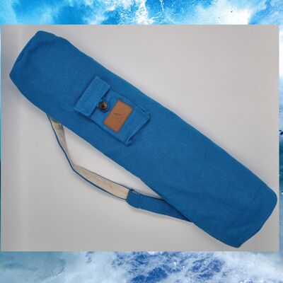 Umweltfreundliche Baumwoll-Leinen-Yoga-Matten-Tasche, handgefertigte Yoga-Tasche, umweltfreundliche Yoga-Tasche, Yoga-Matten-Tasche UK, doppelter Reißverschluss (nur Tasche) himmelblaue Farbe
