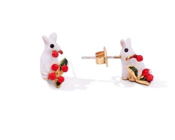 Boucles d'oreilles clous fleur de lapin de Noël avec clou en argent 925 2