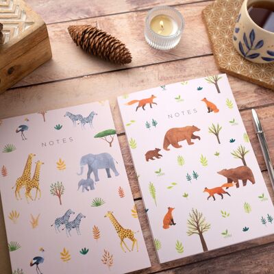 Forest notebook, notebook journal, notebook for work, A5 journal, cute animal notebook, woodland journal, A5 notebook, layflat notebook