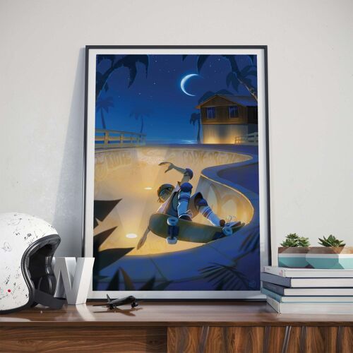 SKATE l "Ride de nuit" by Losty - 30 x 40 cm