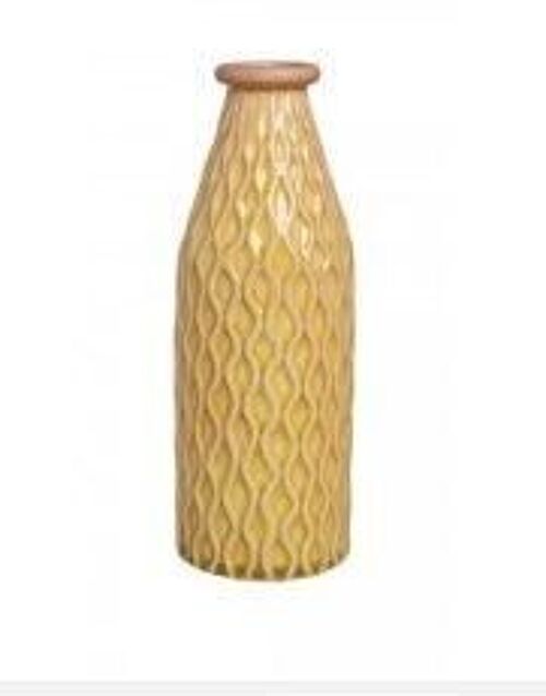 Decoration vase in ceramic in  yellow colour height 26,5