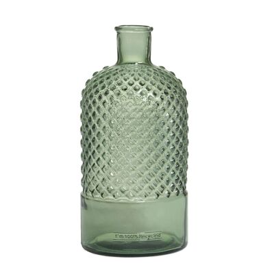 Vase bouteille en verre recyclé vert 28 cm