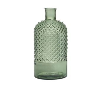 Vase bouteille en verre recyclé vert 28 cm 1